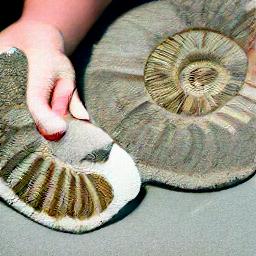 generated: a girl examining an ammonite fossil #0